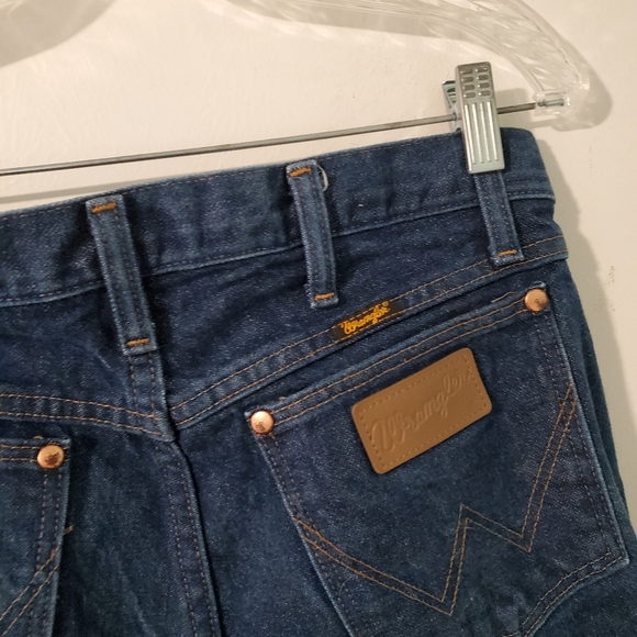 Vintage Wrangler Western Dark Wash High Rise Straight Leg Logo Jeans Size 32 - Picture 8 of 9
